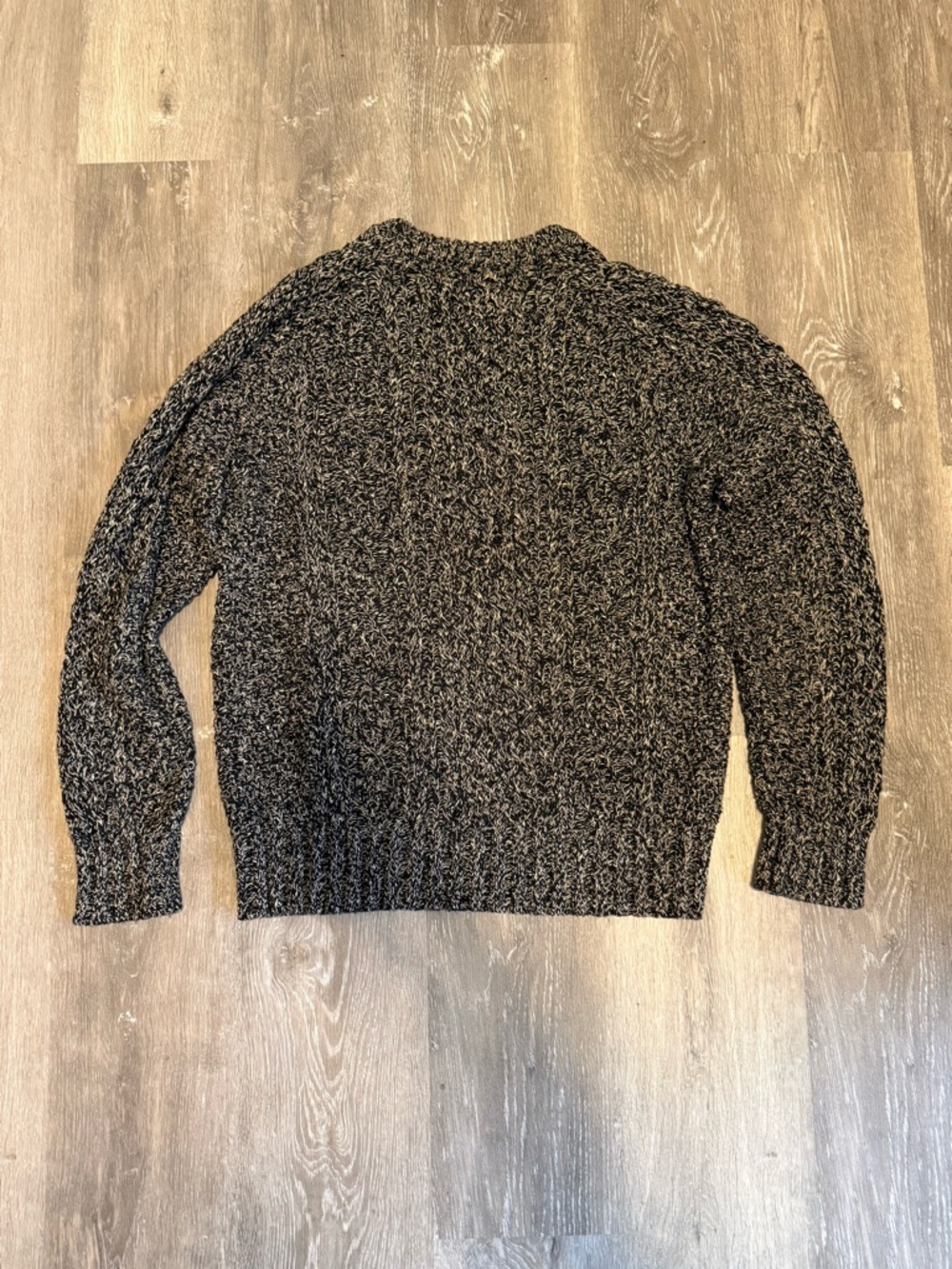 LL Bean Signature Black and White Cotton Fisherman Knit Sweater